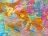 section of a group spring mural with tissue paper and tempera